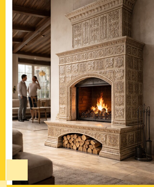 Купить изразцовый камин в Мурманске от 257050 р. | ЭриданМрм