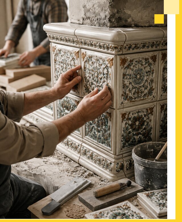 Изразцовые камины под ключ в Мурманске: проект и монтаж