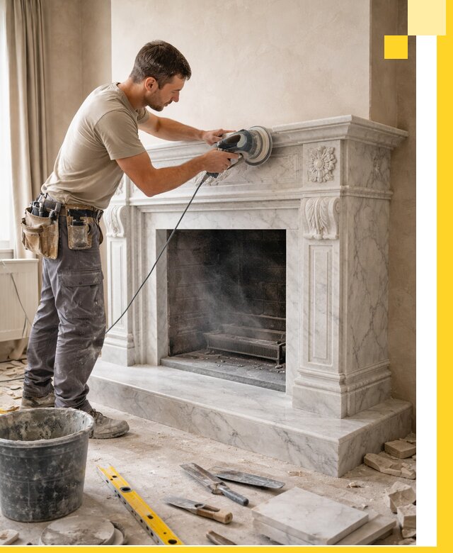 Изготовление и установка мраморных каминов в Мурманске под ключ