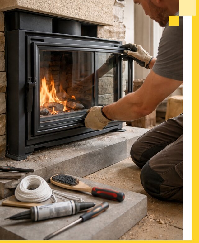 Производство, монтаж и доставка каминов со стеклом в Мурманске