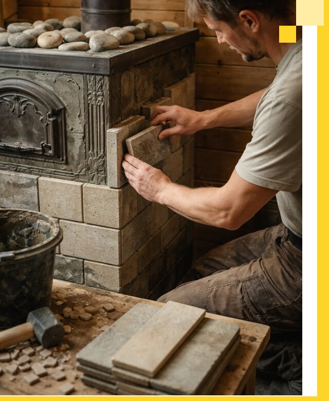 Облицовка банных печей в Мурманске профессиональная отделка