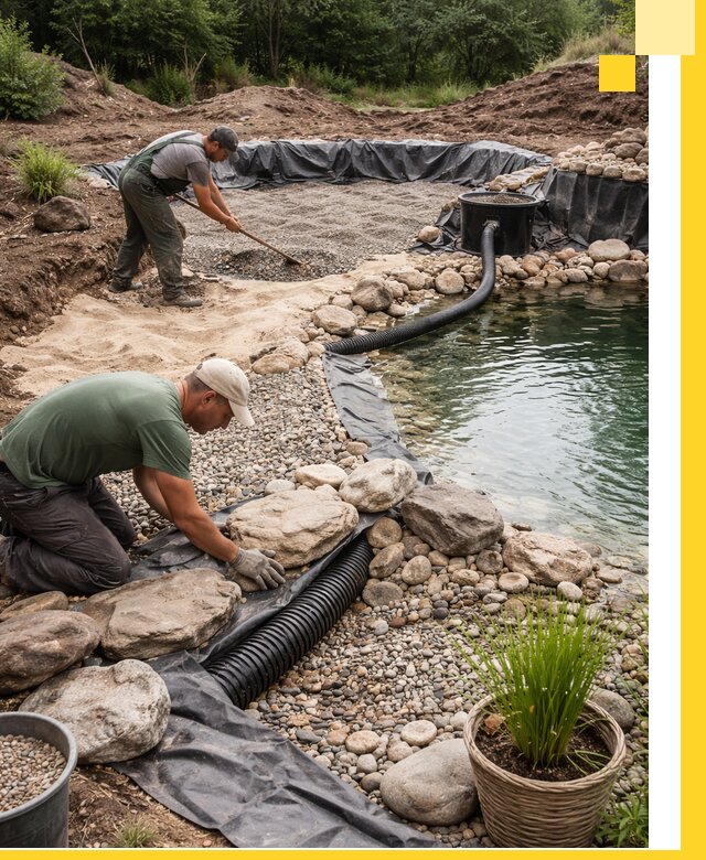 Строительство природных бассейнов и озер в Мурманске под ключ