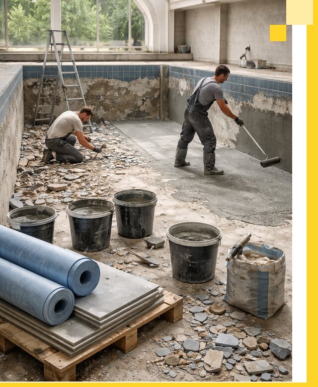 Реконструкция бассейнов в Мурманске: ремонт, гидроизоляция