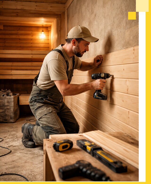 Профессиональная внутренняя отделка бани в Мурманске под ключ