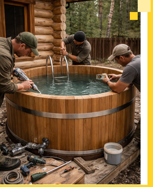 Строительство бань с купелью под ключ и отделкой в Мурманске