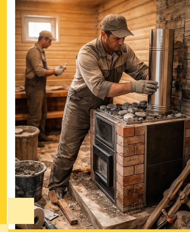 Монтаж печи в бане под ключ в Мурманске от 20564 р. | ЭриданМрм