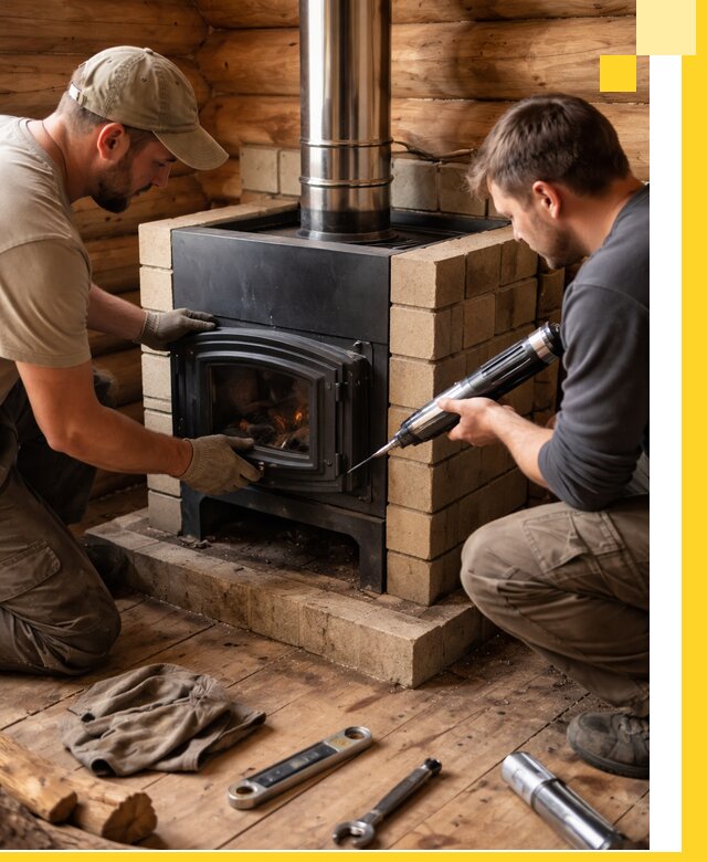 Монтаж и установка печи в бане под ключ с гарантией в Мурманске