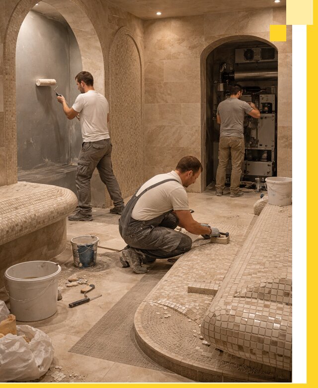 Строительство бани с хамамом и бассейном под ключ в Мурманске