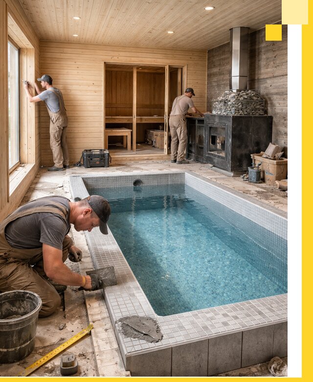 Проект бани с бассейном и сауной в Мурманске под ключ