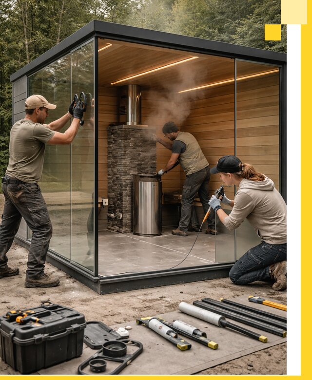 Проектирование и строительство стеклянных бань в Мурманске