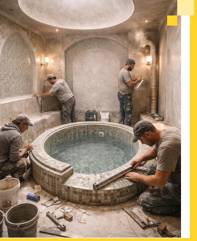 Профессиональное строительство хамама с бассейном в Мурманске под ключ