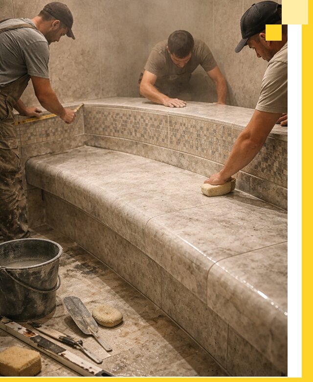 Изготовление и установка сидений для хамама в Мурманске